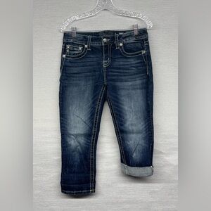 MISS ME Angel Wing Factory Distressed Standard Easy Crop Capris - Size 28